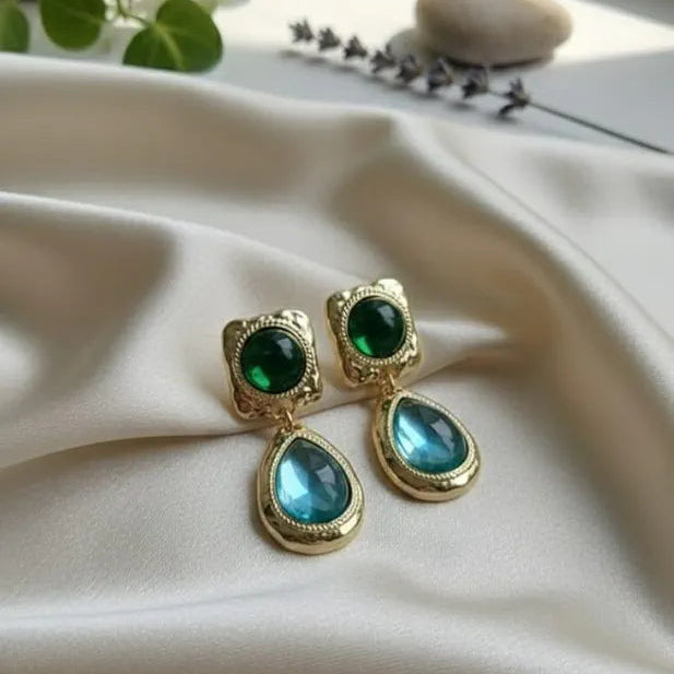 Korean green gold plated Earing