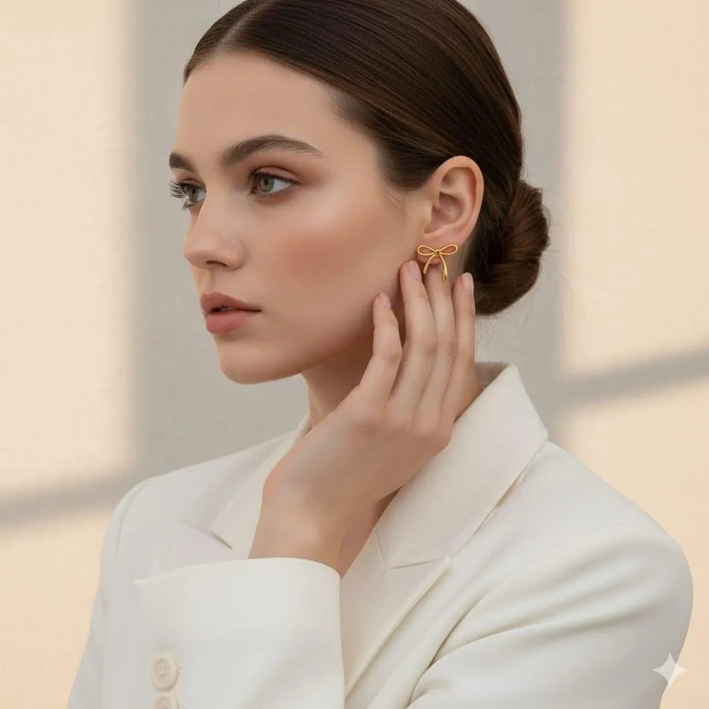 BOW EARINGS 18k Gold Plated Stainless Steel
