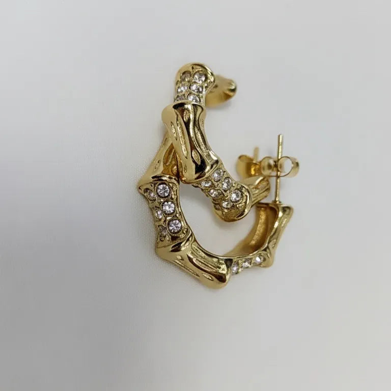 Golden Stainless Steel 18k Gold Plated studded Earring For Women