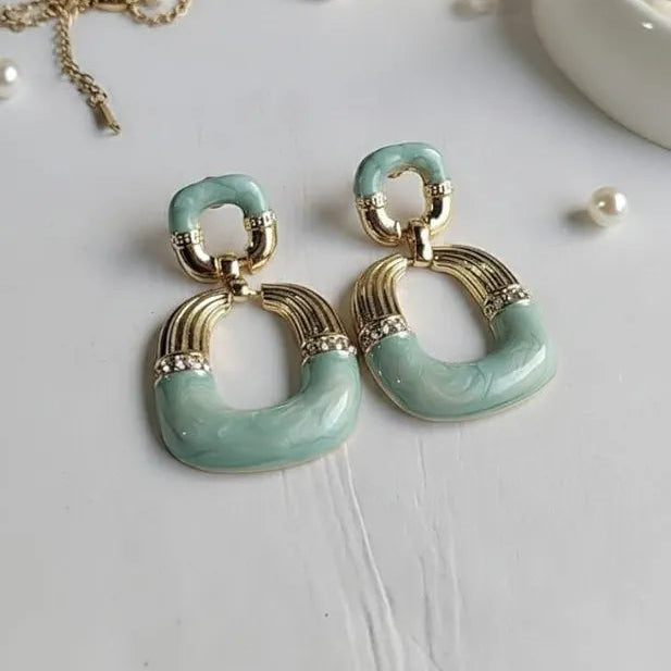 korean blue gold plated earring