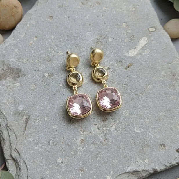 Korean gold plated earing pink