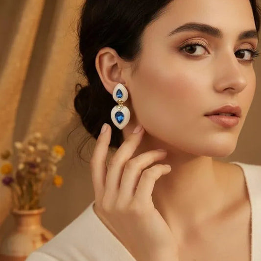 Blue minakari gold plated earing