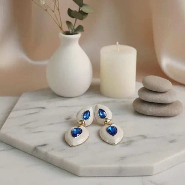 Blue minakari gold plated earing