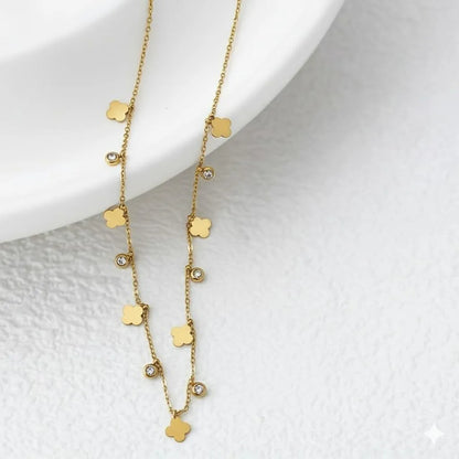 FLOWER CHARM CHAIN 18k Gold Plated Stainless steel