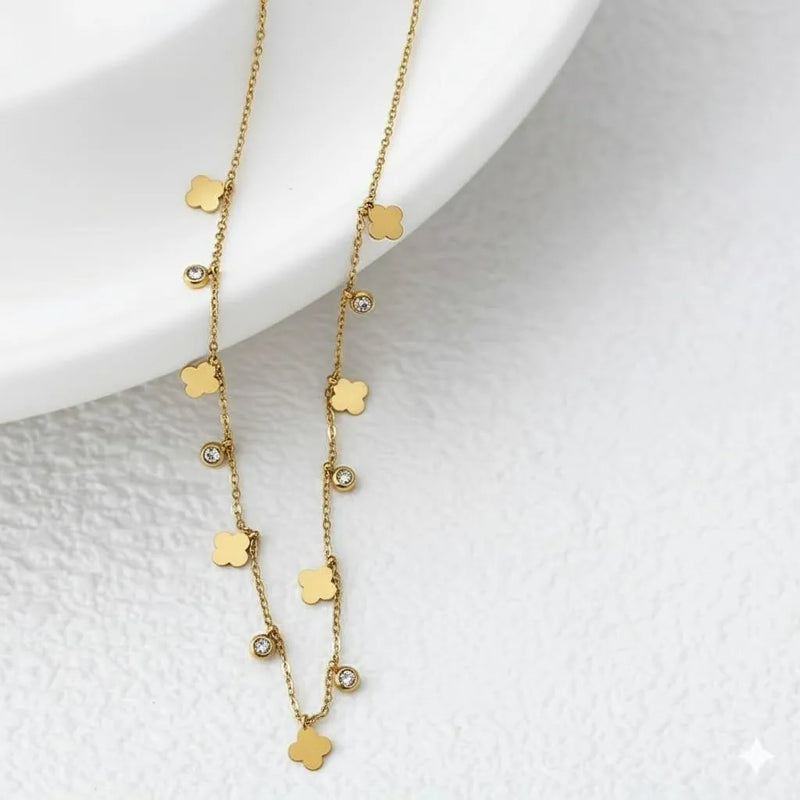 FLOWER CHARM CHAIN 18k Gold Plated Stainless steel