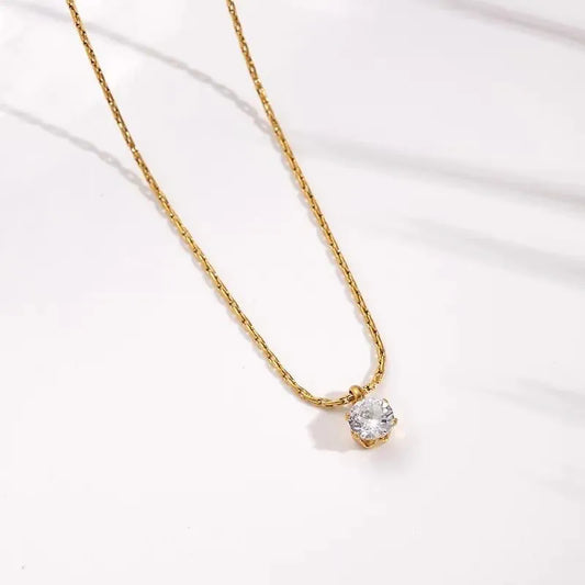SINGLE SOLIATRE CHAIN 18k Gold Plated Stainless Steel