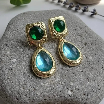 Korean green gold plated Earing