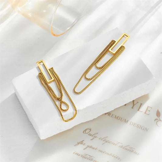 LONG CHAIN EARING 18k Gold Plated Stainless steel