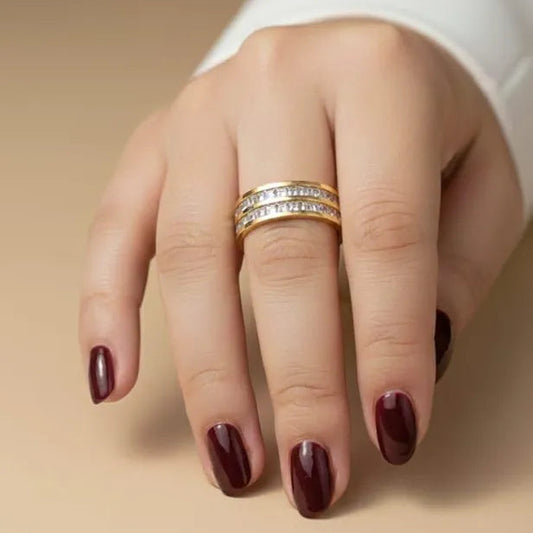 Golden 18k stainless steel zircon studded Ring