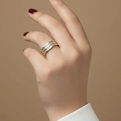 Golden 18k stainless steel zircon studded Ring