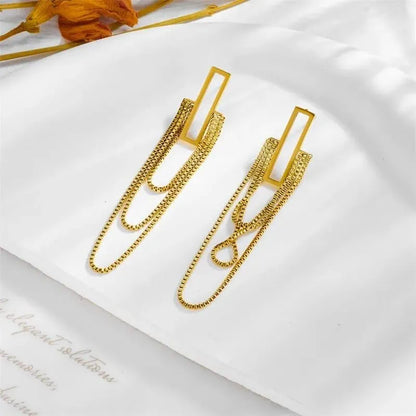 LONG CHAIN EARING 18k Gold Plated Stainless steel