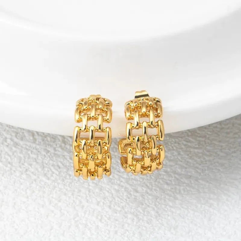 NET HOOPS 18k Gold Plated Stainless steel