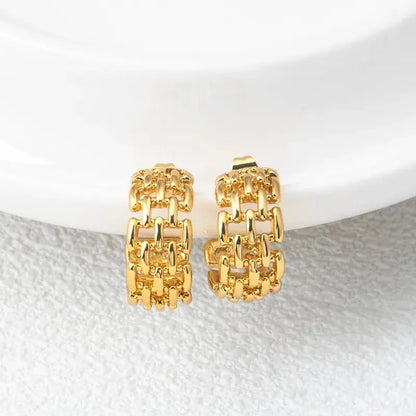 NET HOOPS 18k Gold Plated Stainless steel