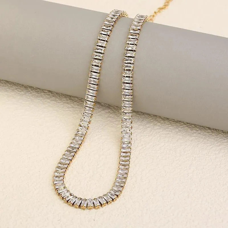 Golden Stainless Steel 18k Gold Plated cubic zircon tennis Bracelet For Women