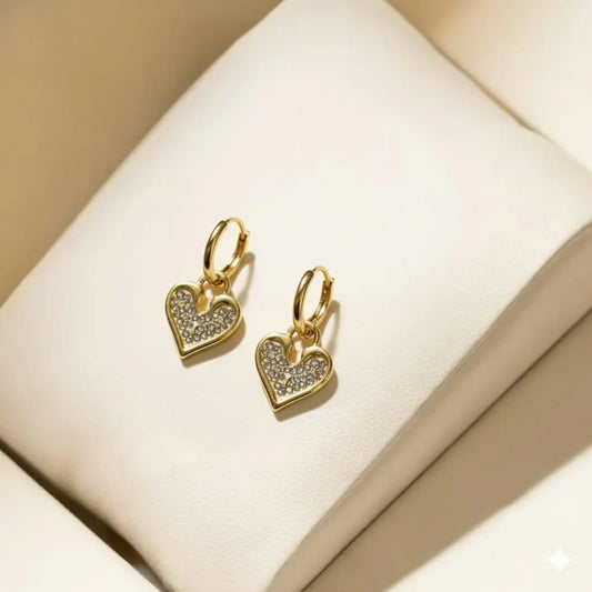 HEART STUDDED EARING 18k Gold Plated Stainless steel