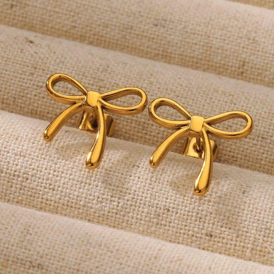 BOW EARINGS 18k Gold Plated Stainless Steel