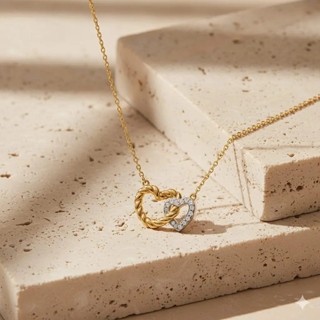 Golden Stainless Steel 18k Gold Plated heart Chain Pendent For Women