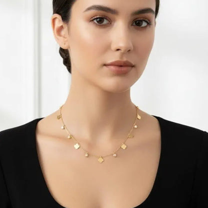 FLOWER CHARM CHAIN 18k Gold Plated Stainless steel