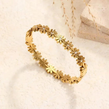Golden Stainless Steel 18k Gold Plated studded Bracelet For Women