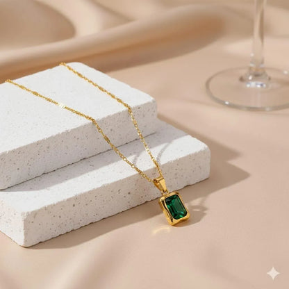 GREEN STONE 18k Gold Plated Stainless steel