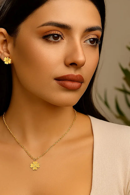 Golden Stainless Steel 18k Gold Plated Chain Set For Women