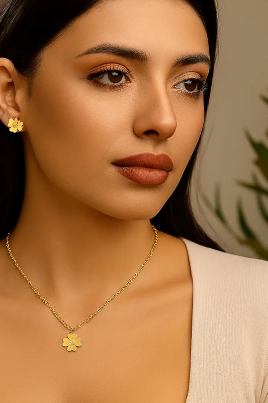 Golden Stainless Steel 18k Gold Plated Chain Set For Women
