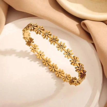 Golden Stainless Steel 18k Gold Plated studded Bracelet For Women