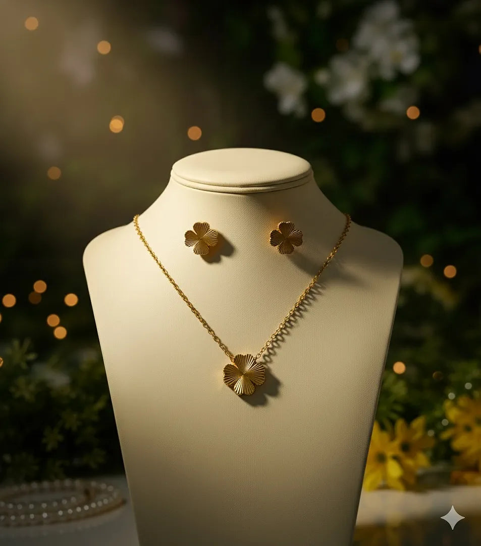 Golden Stainless Steel 18k Gold Plated Chain Set For Women