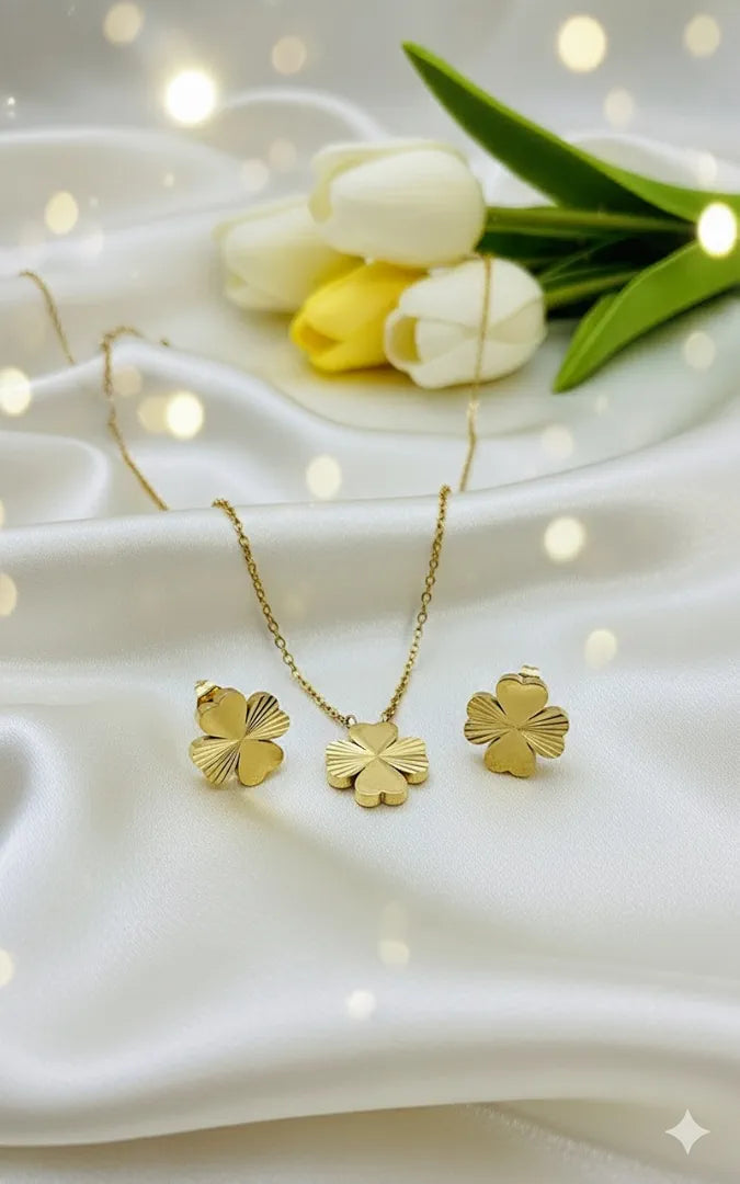 Golden Stainless Steel 18k Gold Plated Chain Set For Women