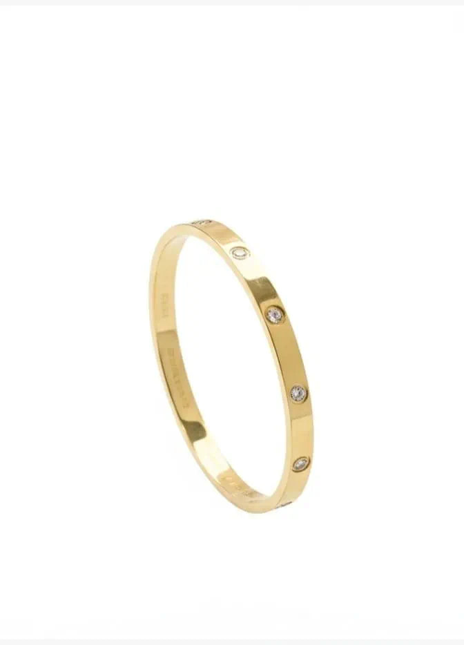 Golden Stainless Steel 18k Gold Plated studded Bracelet For Women