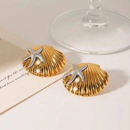 SHELL EARING18k Gold Plated Stainless steel