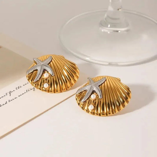 SHELL EARING18k Gold Plated Stainless steel