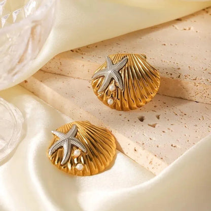 SHELL EARING18k Gold Plated Stainless steel