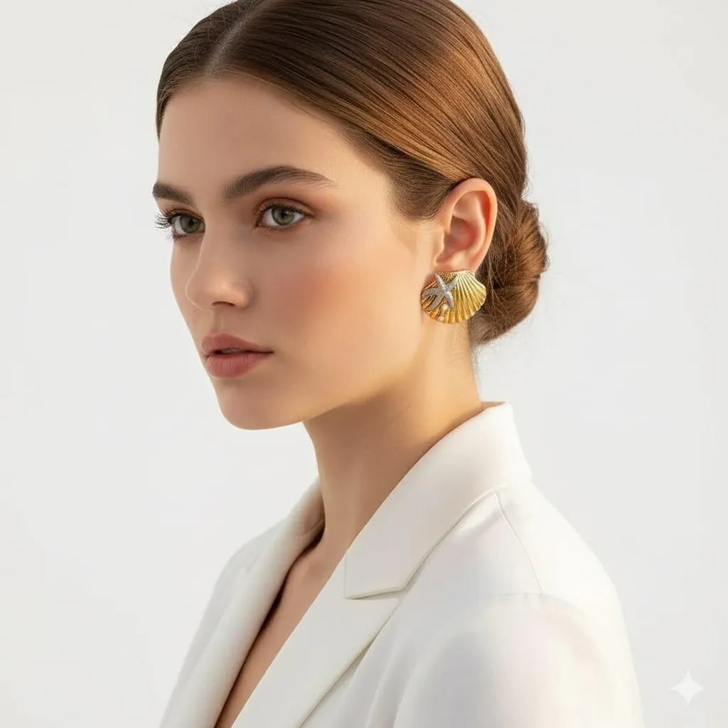 SHELL EARING18k Gold Plated Stainless steel