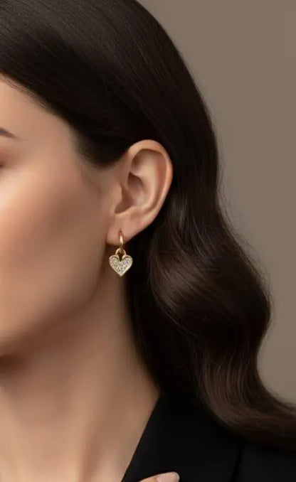 HEART STUDDED EARING 18k Gold Plated Stainless steel