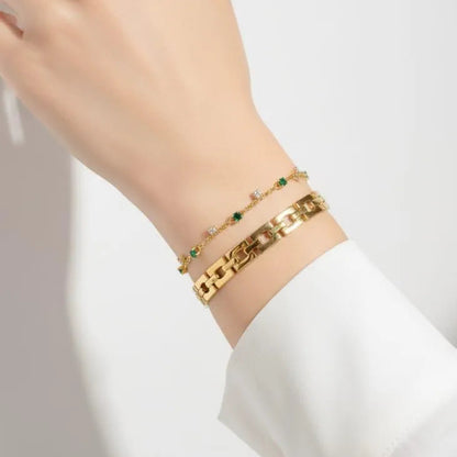 GREEN STUDD BRECELATES 18k Gold Plated xuping Stainless steel