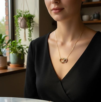 Golden Stainless Steel 18k Gold Plated heart Chain Pendent For Women