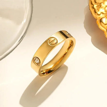 Golden Stainless Steel 18k Gold Plated Ring For Women