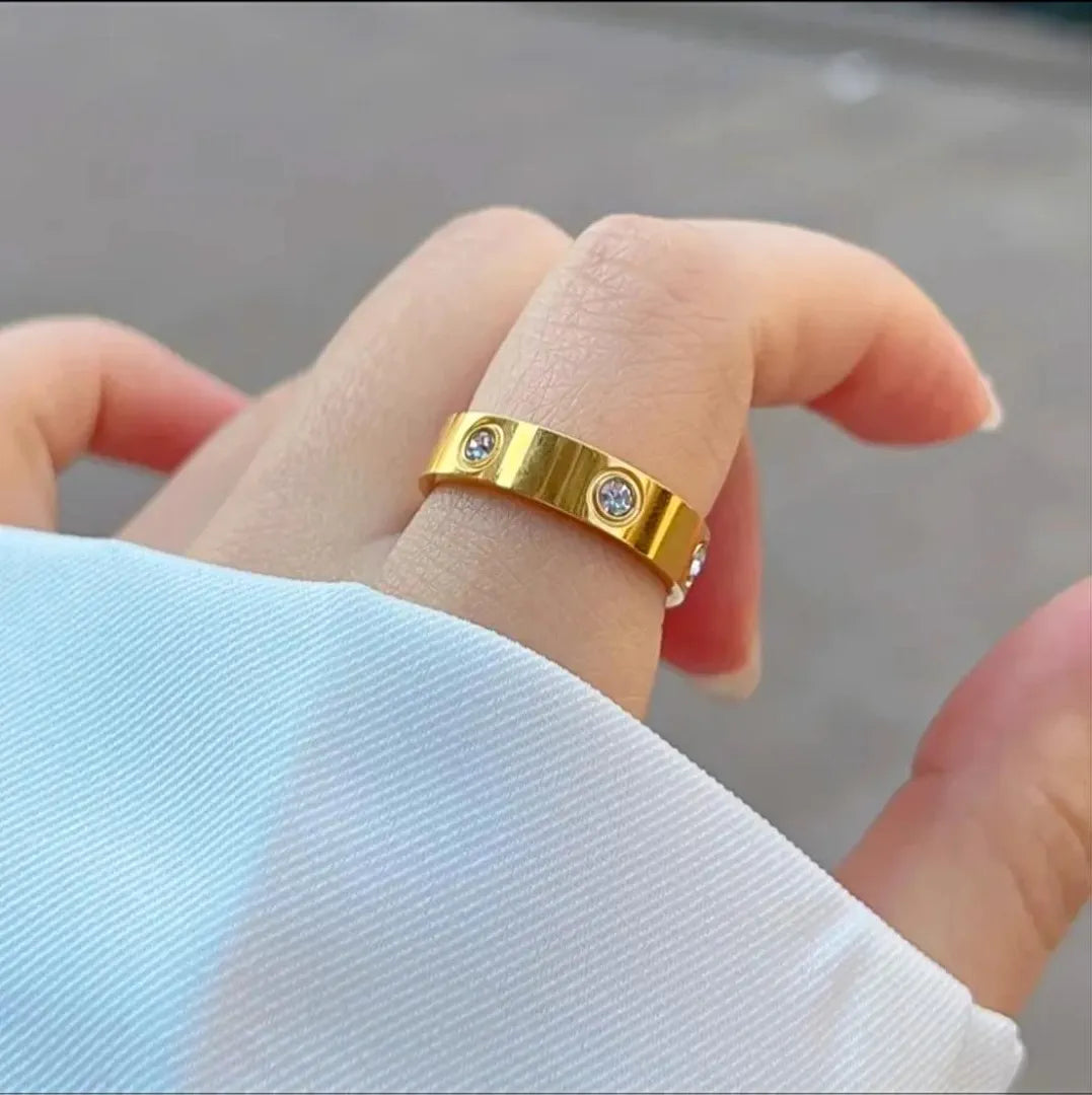 Golden Stainless Steel 18k Gold Plated Ring For Women