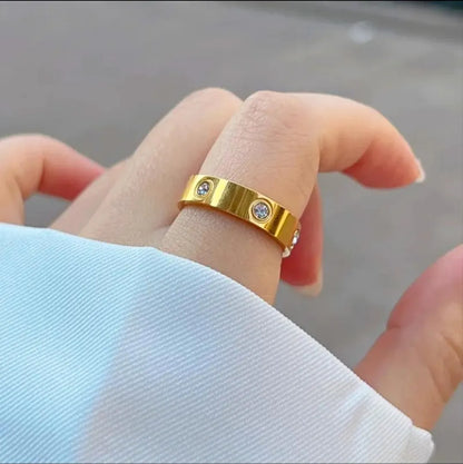 Golden Stainless Steel 18k Gold Plated Ring For Women