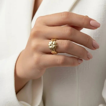 Golden Stainless Steel 18k gold plated Ring For Women
