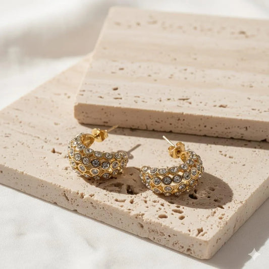 Golden Stainless Steel 18k Gold Plated studded Ear ring For Women