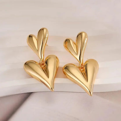 DOUBLE HEART EARINGS 18k Gold Plated Stainless steel