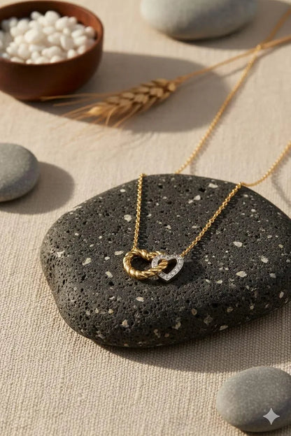 Golden Stainless Steel 18k Gold Plated heart Chain Pendent For Women