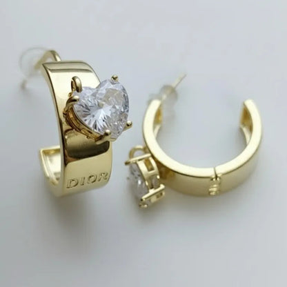 Golden Stainless Steel 18k Gold Plated zircon studded Ear ring For Women
