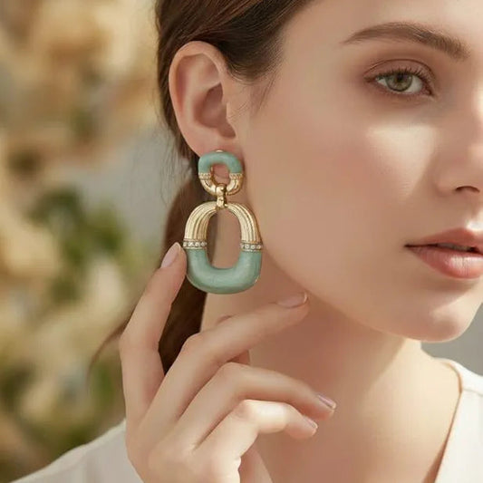 korean blue gold plated earring