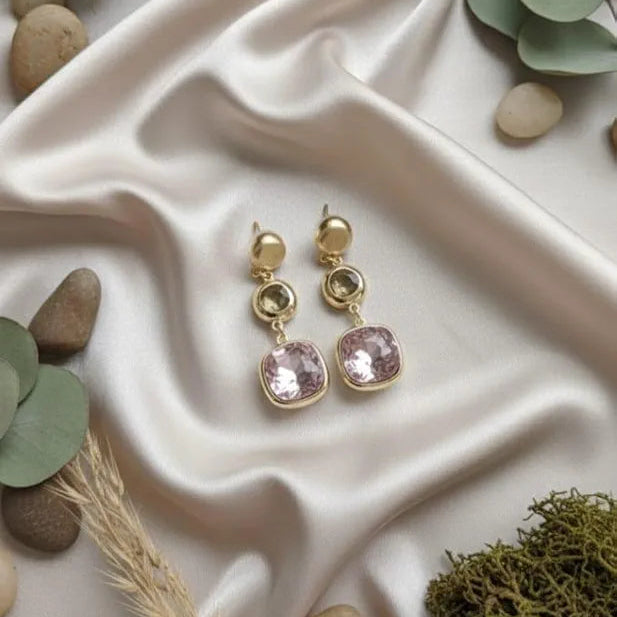 Korean gold plated earing pink