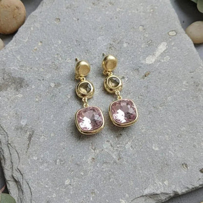 Korean gold plated earing pink