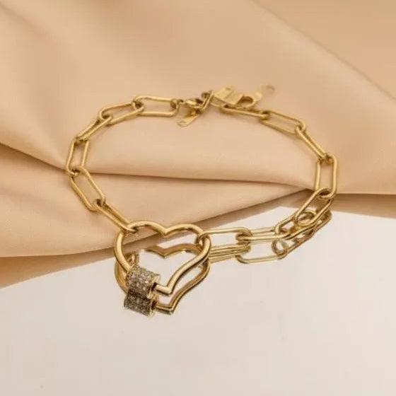 HEART CHAIN BRACELATE 18k Gold Plated Stainless steel