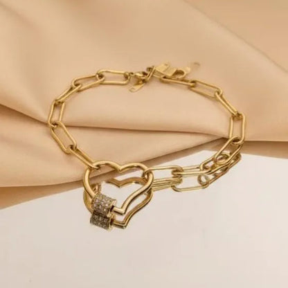 HEART CHAIN BRACELATE 18k Gold Plated Stainless steel